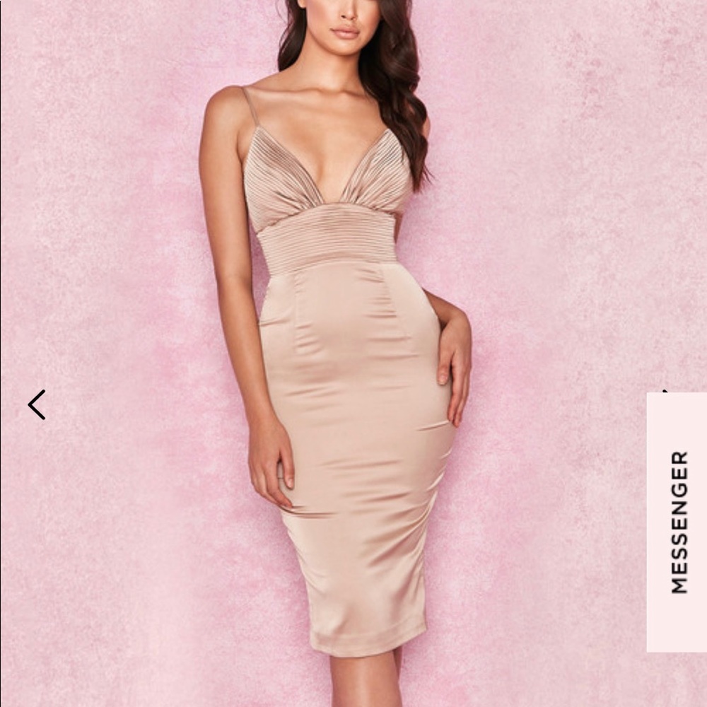 House of CB Ronel Satin Pin Tuck Dress